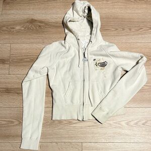 Women's Cream Roxy Hoodie Zip-up Jacket